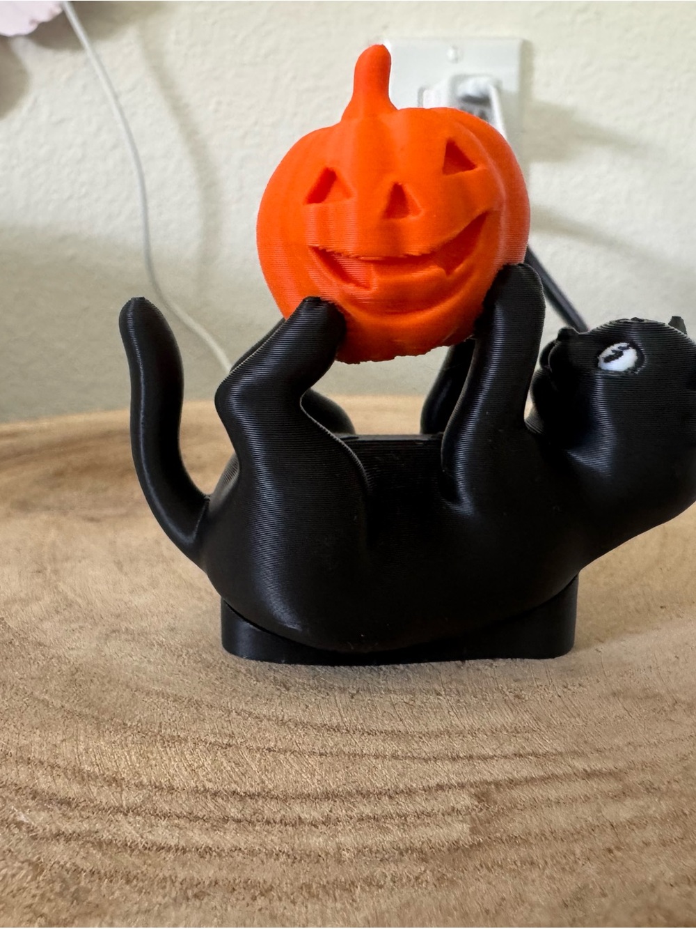 Black Cat with Orange Pumpkin Pet Toy / Decor